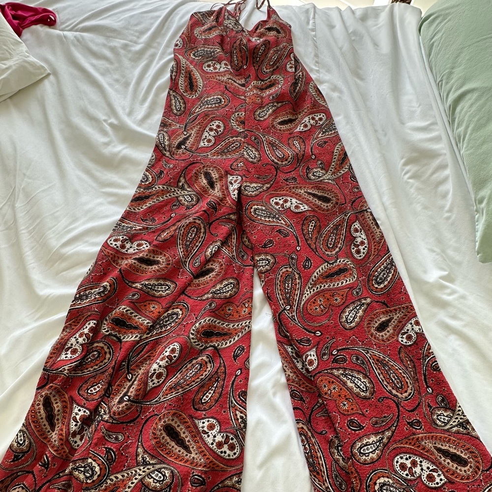 Seed Heritage Boho Paisly Red Jumpsuit